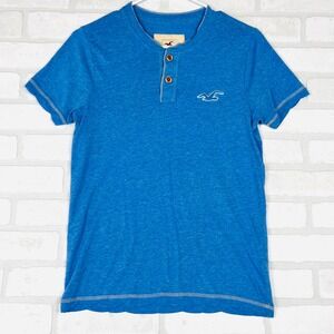Hollister California Mens Button‎ Up T-Shirt, Size XS, Blue Casual Top